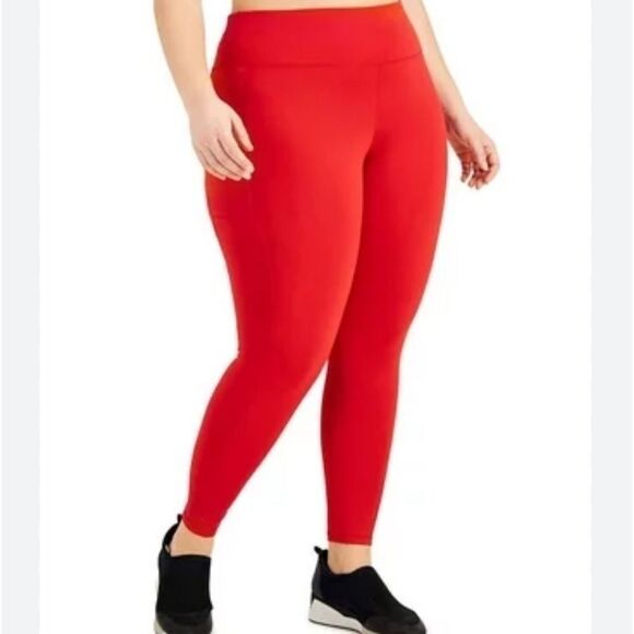 ID Ideology Women's Compression High-Waist
Side-Pocket 7/8 Length Leggings, Red - Picture 9 of 10